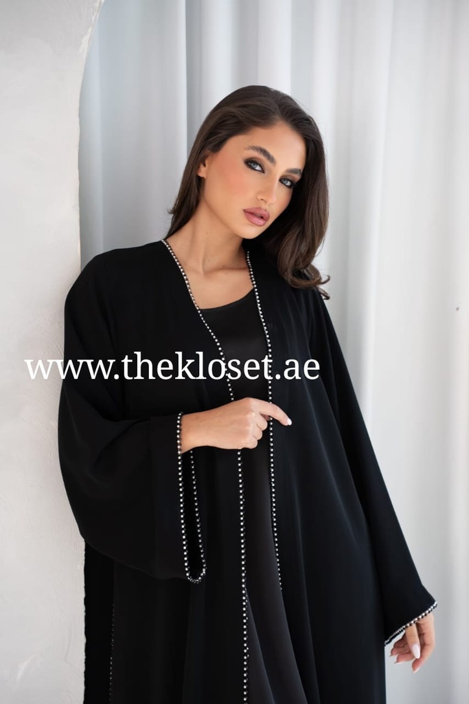 Elegant Black Beaded Abaya