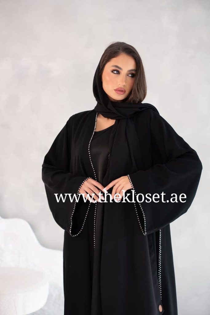 Elegant Black Beaded Abaya