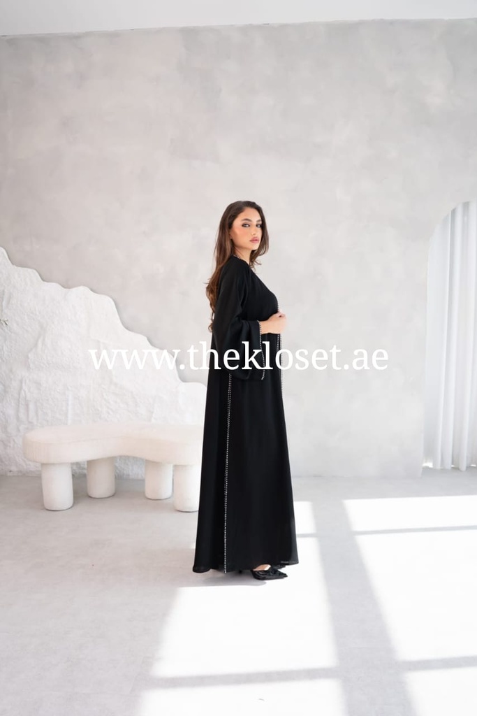 Elegant Black Beaded Abaya