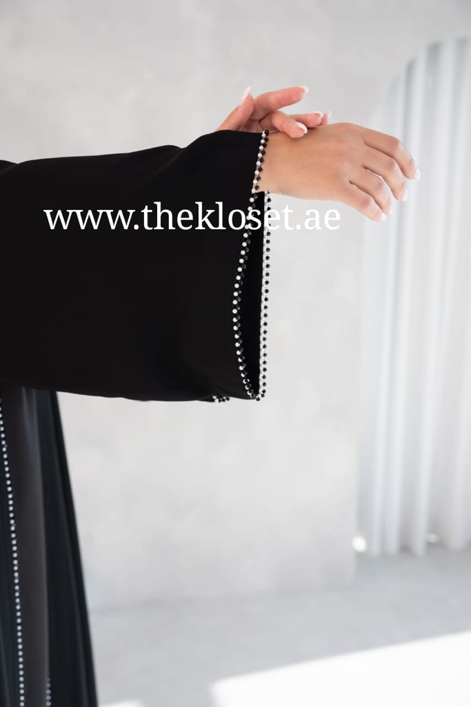 Elegant Black Beaded Abaya