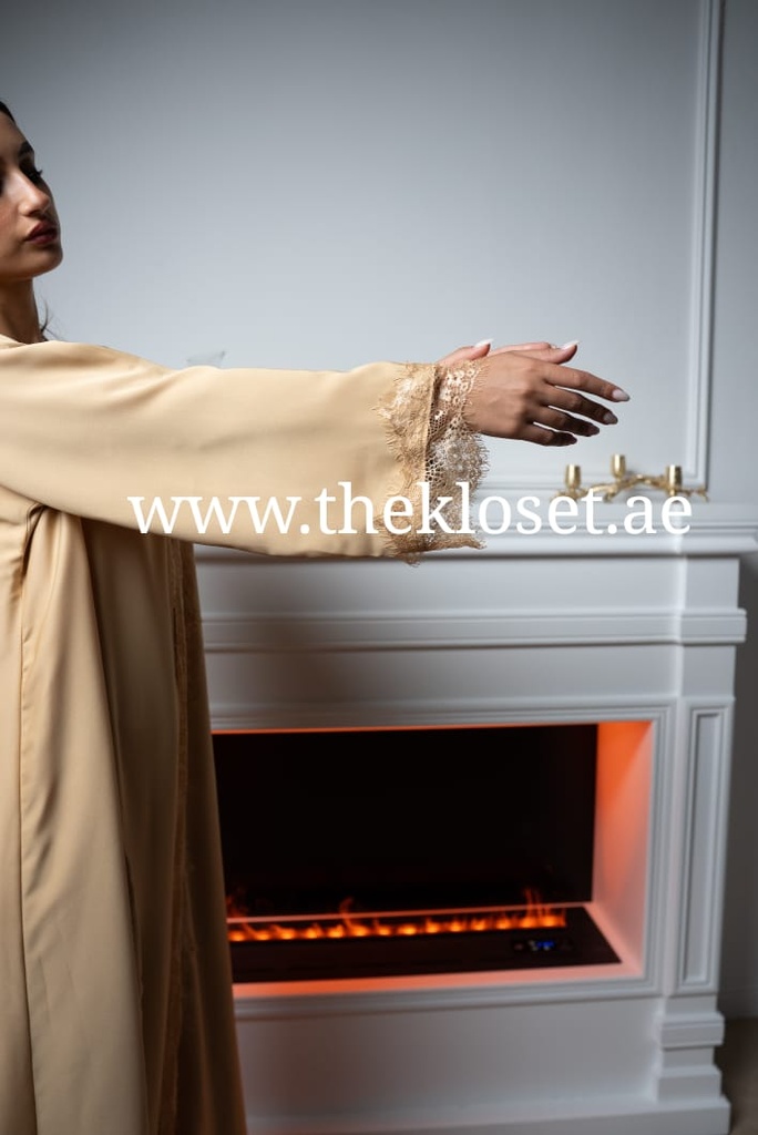 Khaki Lace Abaya Dress & Shaila Set