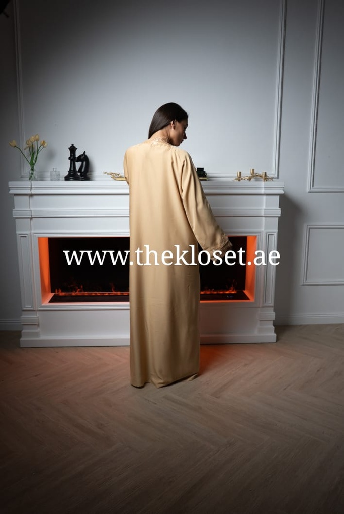 Khaki Lace Abaya Dress & Shaila Set