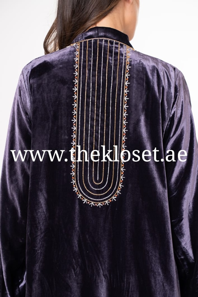 Hand-Beaded Velvet Abaya
