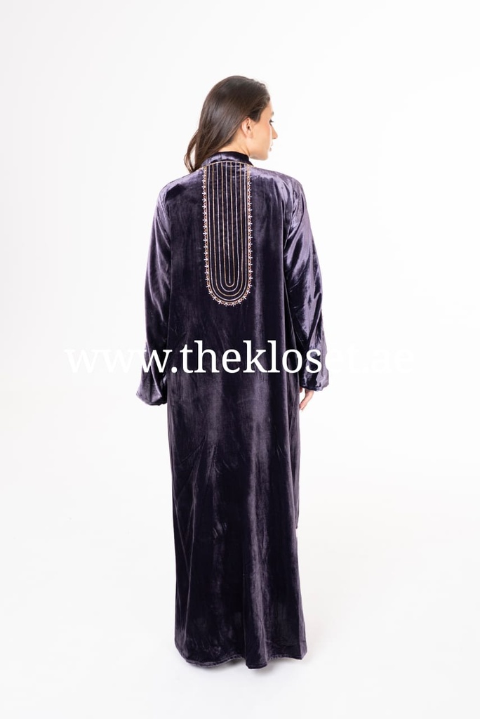 Hand-Beaded Velvet Abaya