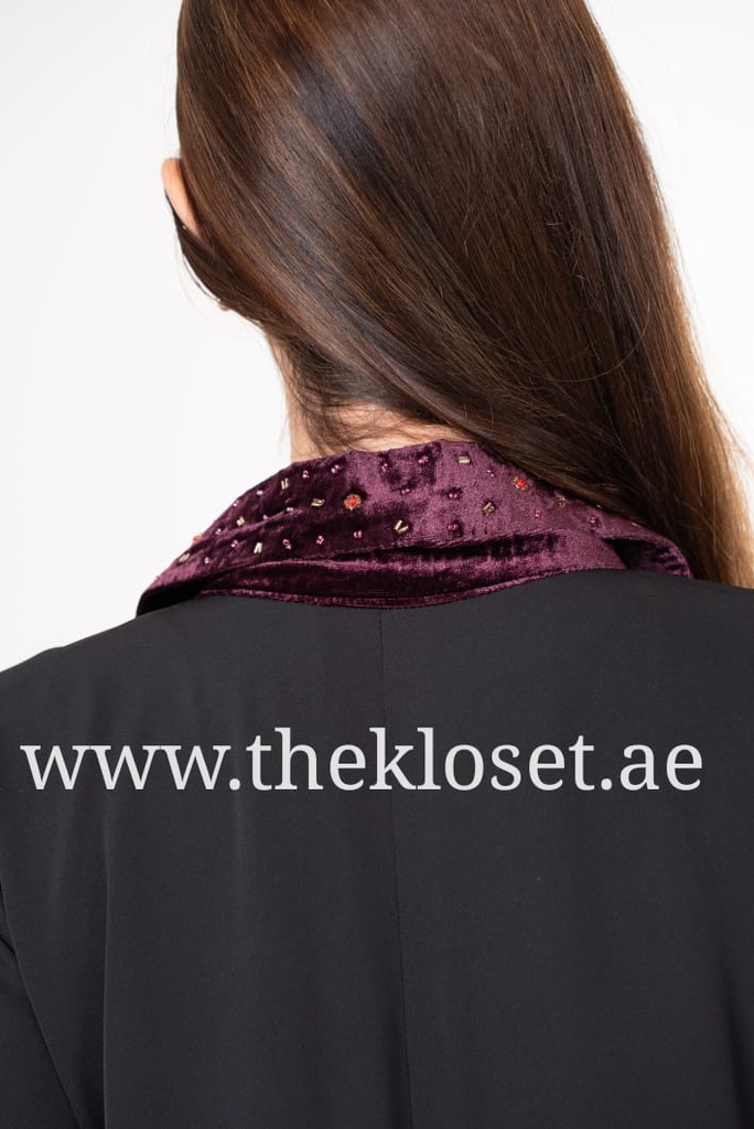 Velvet beaded collar two piece Abaya 