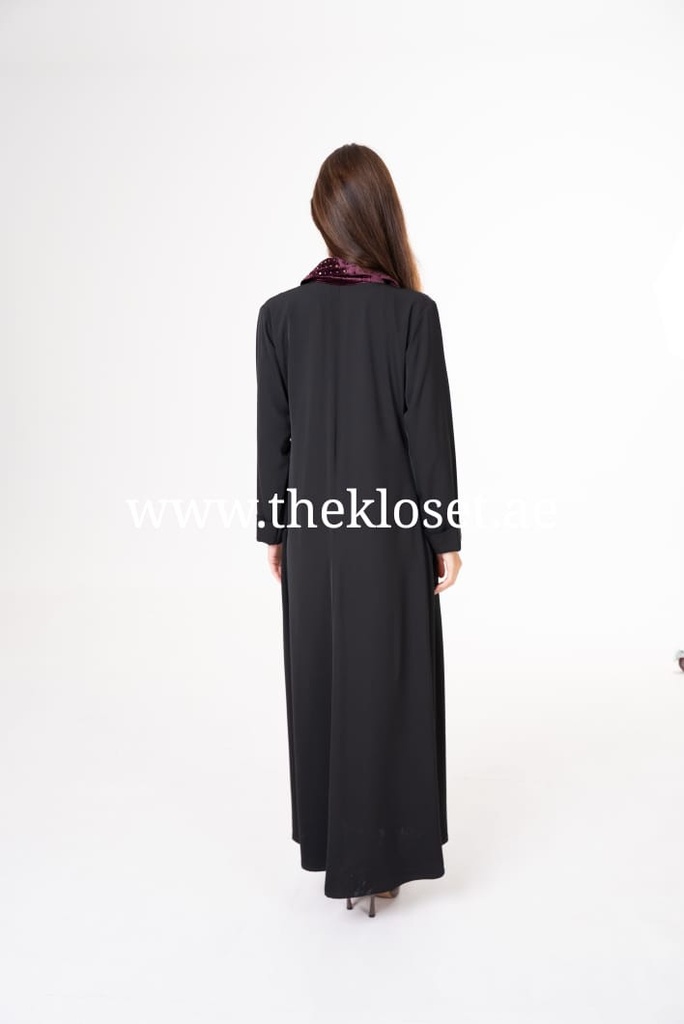 Velvet beaded collar two piece Abaya 