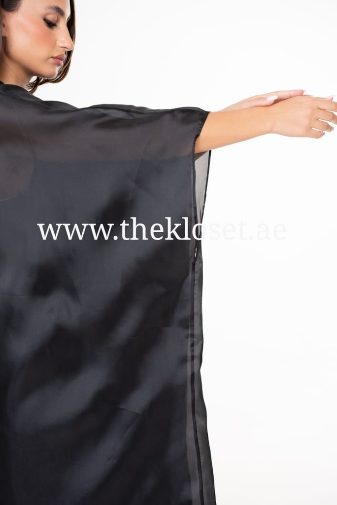  Chiffon Plain Black Abaya 