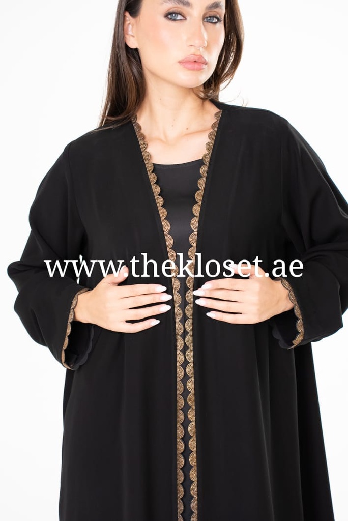 Black Abaya With Gold Trim