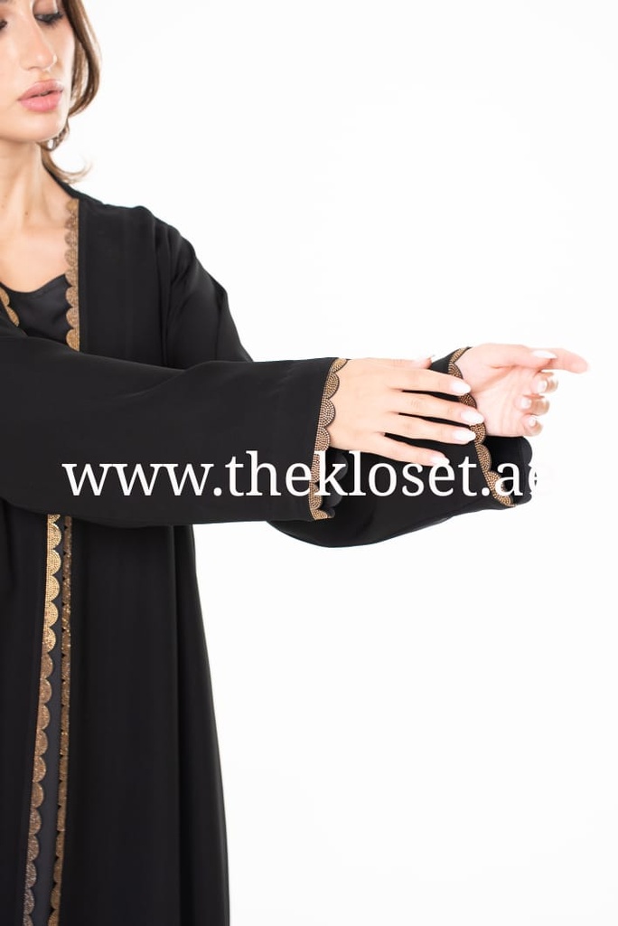 Black Abaya With Gold Trim