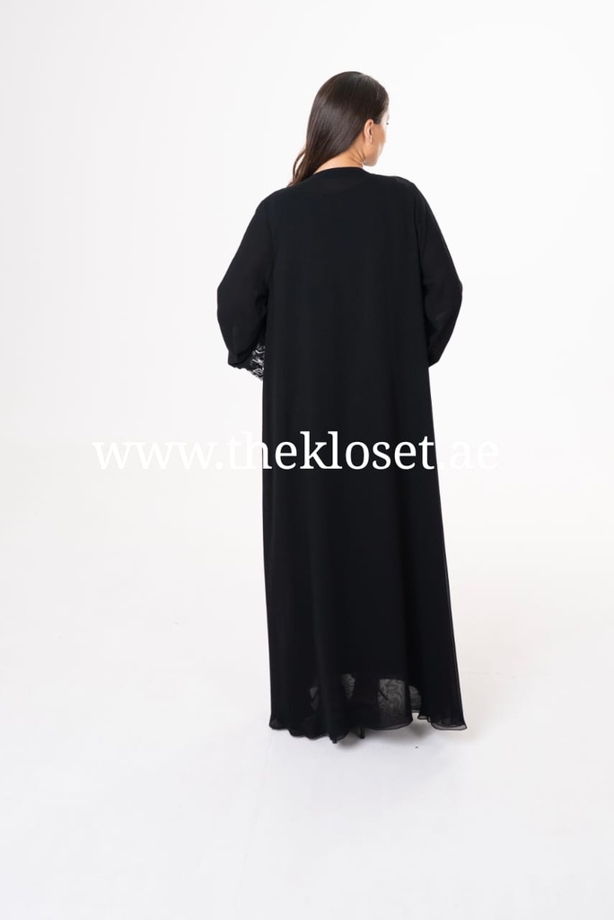 Charming Open Abaya with Sparkly Silver Beads