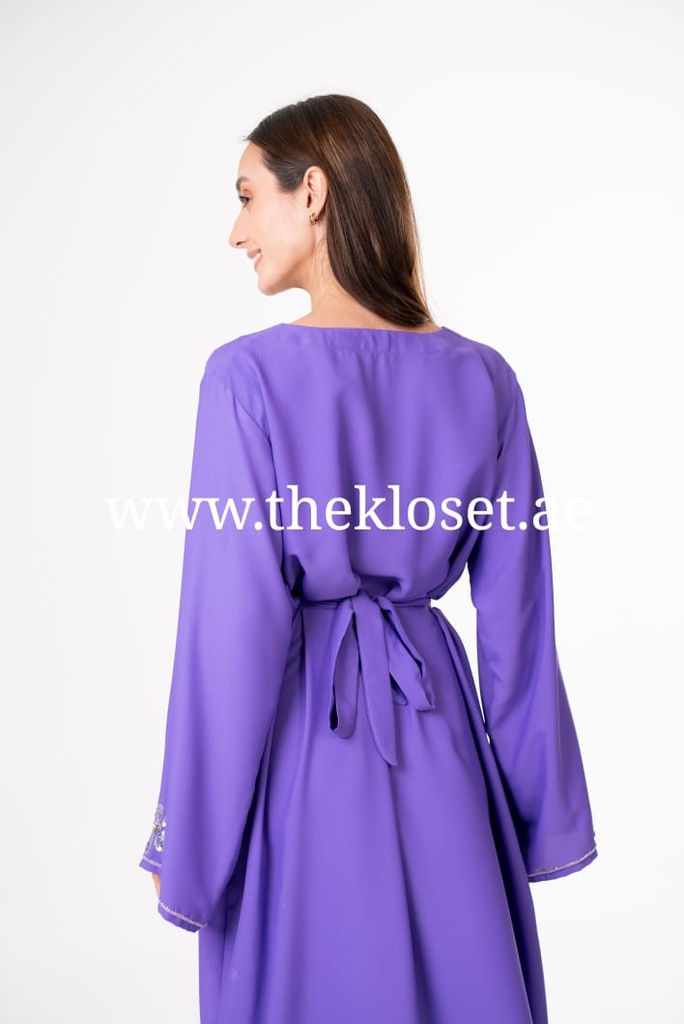 Purple Dress With Flower And Beads Design