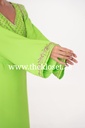 Neon Green Long Sleeve Embroidered Dress