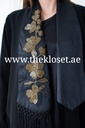 Black Chic Abaya With Tassel And Flower Design