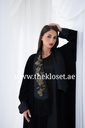 Black Chic Abaya With Tassel And Flower Design