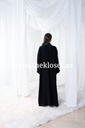 Black Chic Abaya With Tassel And Flower Design