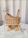 Woven Rattan Decorative Basket with Wooden Wheels