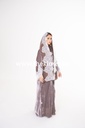 Velvet abaya with lace sleeves