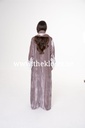Velvet abaya with lace sleeves