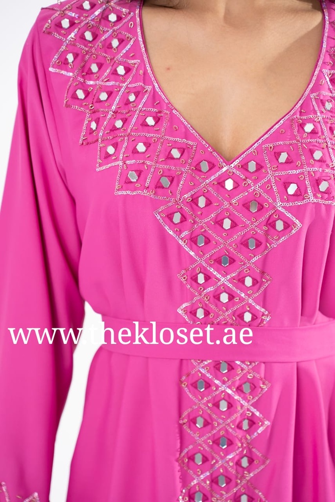 Chic Dress With Silvery Embroidered Design