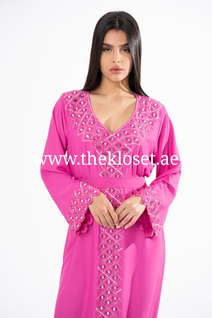 Chic Dress With Silvery Embroidered Design