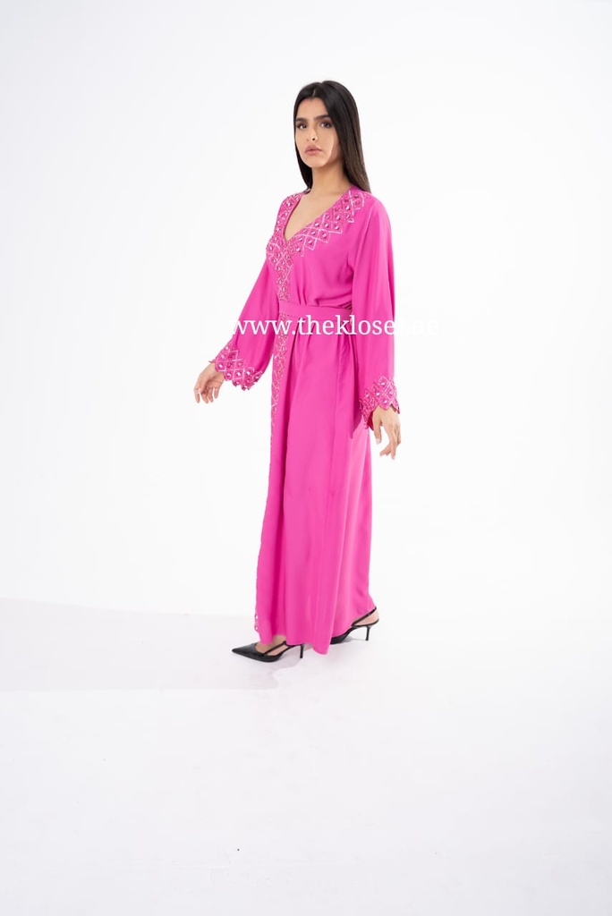 Chic Dress With Silvery Embroidered Design