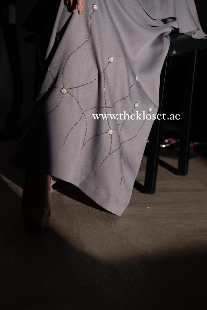 Fashionable Dress With Beaded Flower Design