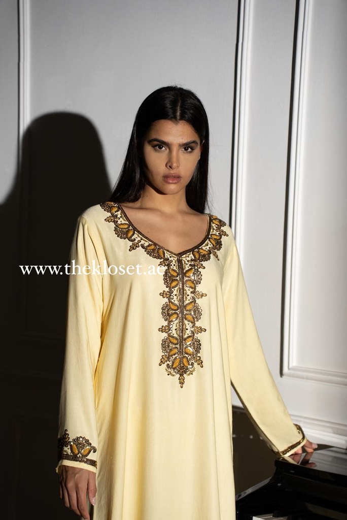 Chic Yellow Dress With Embroidery Bead 
