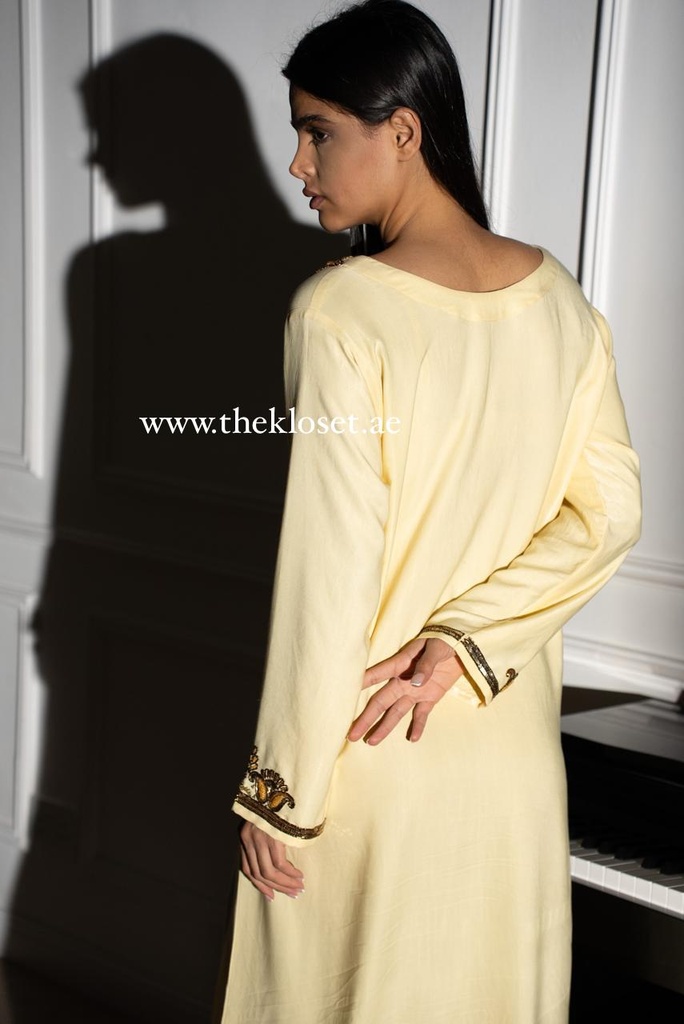 Chic Yellow Dress With Embroidery Bead 