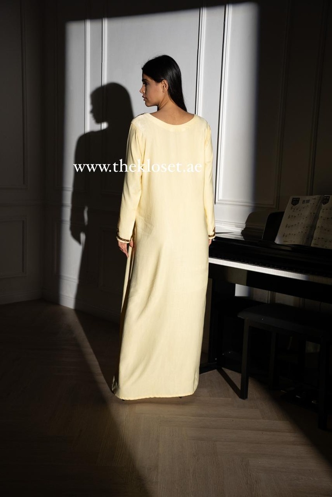 Chic Yellow Dress With Embroidery Bead 