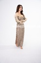 Golden Beaded Feather Evening Dress