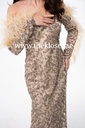 Golden Beaded Feather Evening Dress