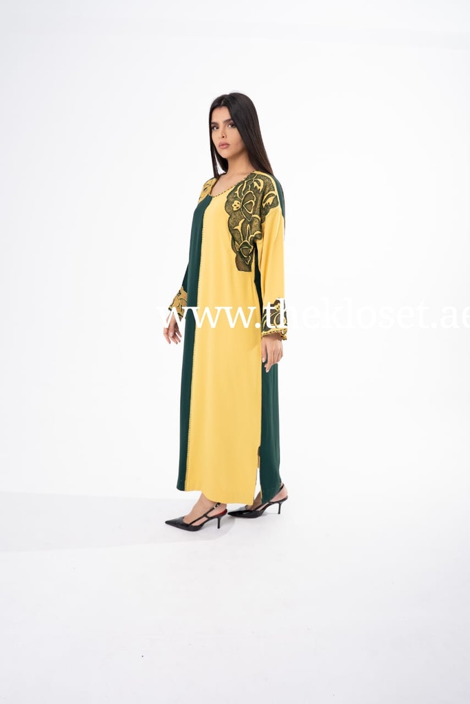 Floral Embroidered Dress​ Adorned with shimmering rhinestones