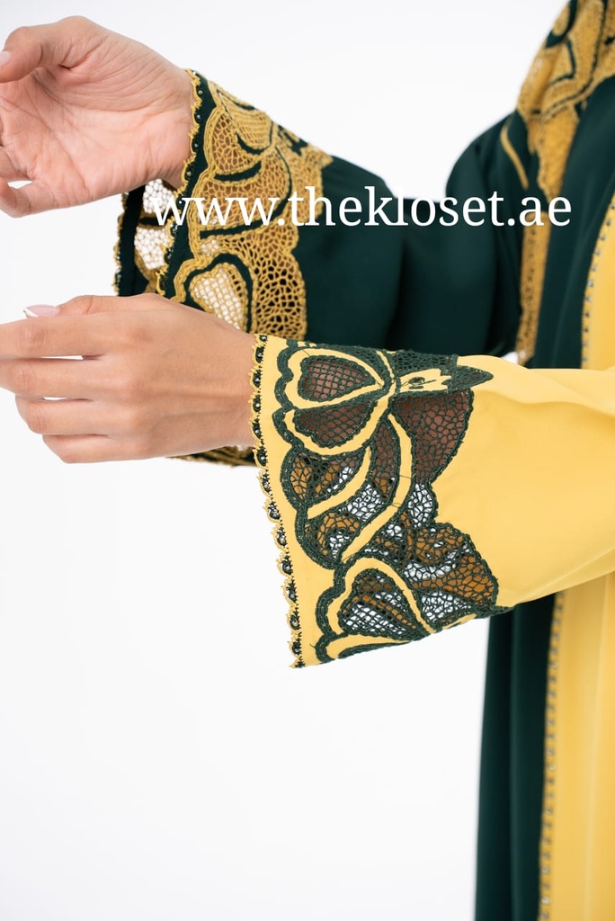 Floral Embroidered Dress​ Adorned with shimmering rhinestones