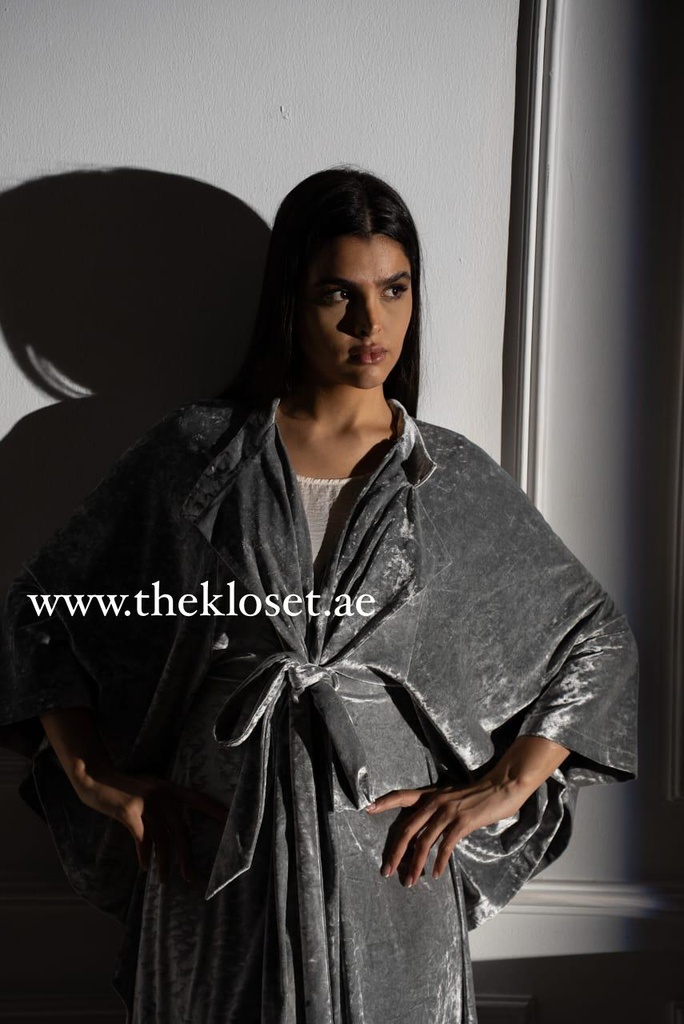 Metallic Effect Velvet Abaya