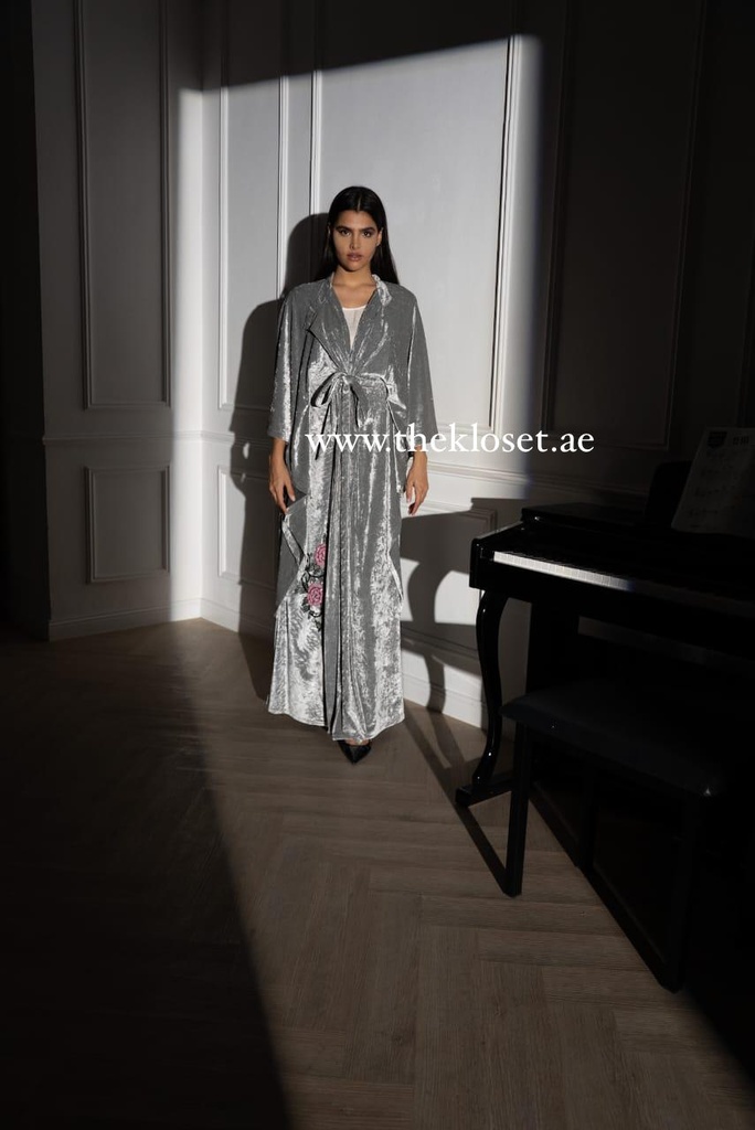 Metallic Effect Velvet Abaya