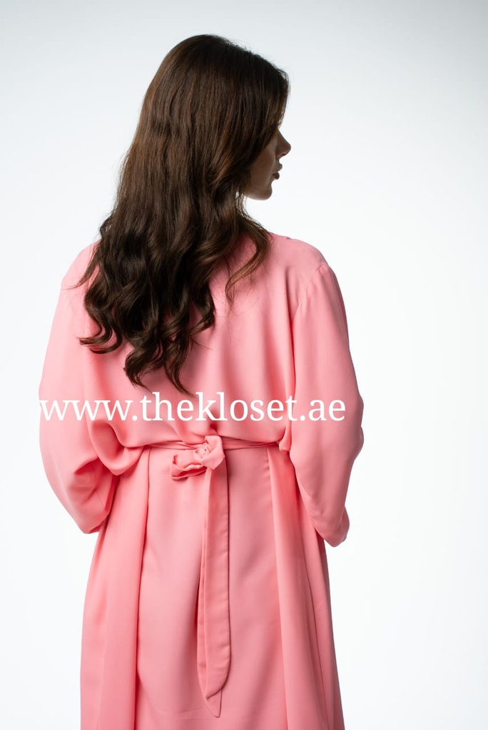 Pink Dress With Embroidered Neckline 