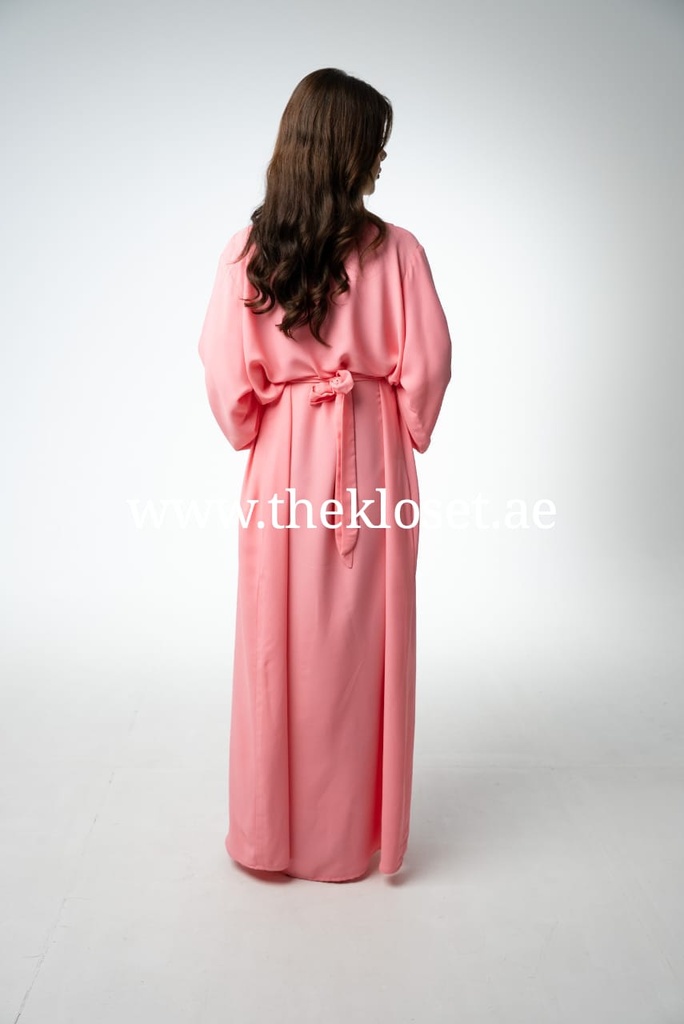 Pink Dress With Embroidered Neckline 