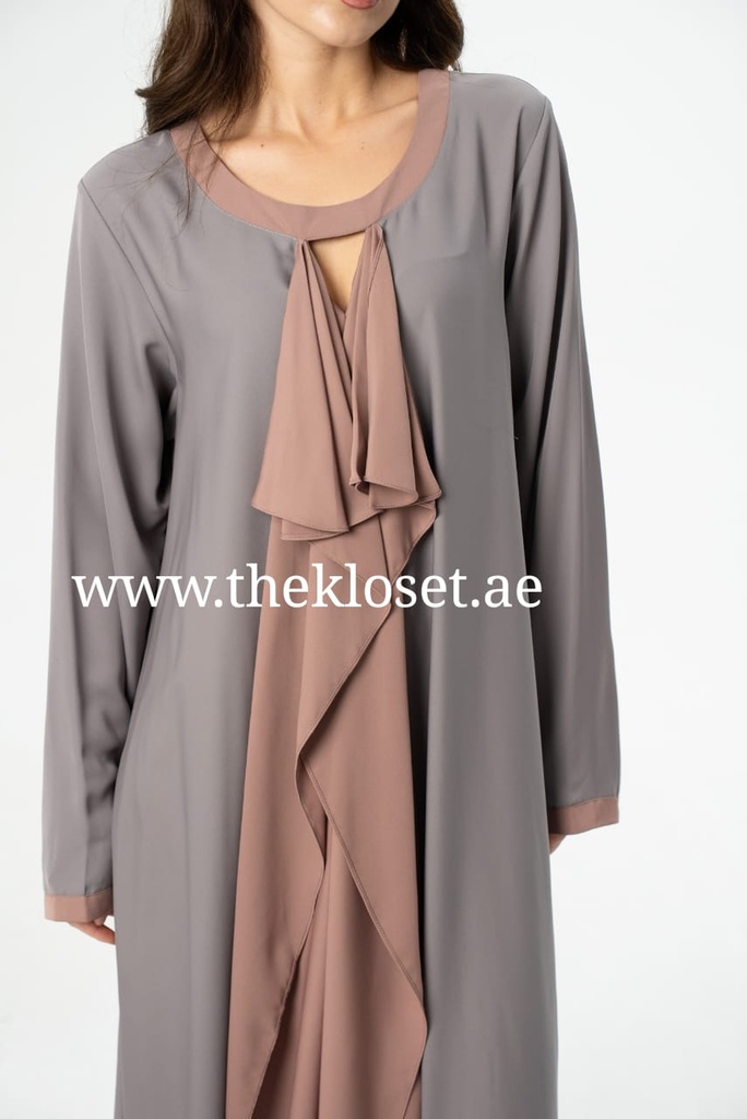 Closed two colors ruffles Abaya