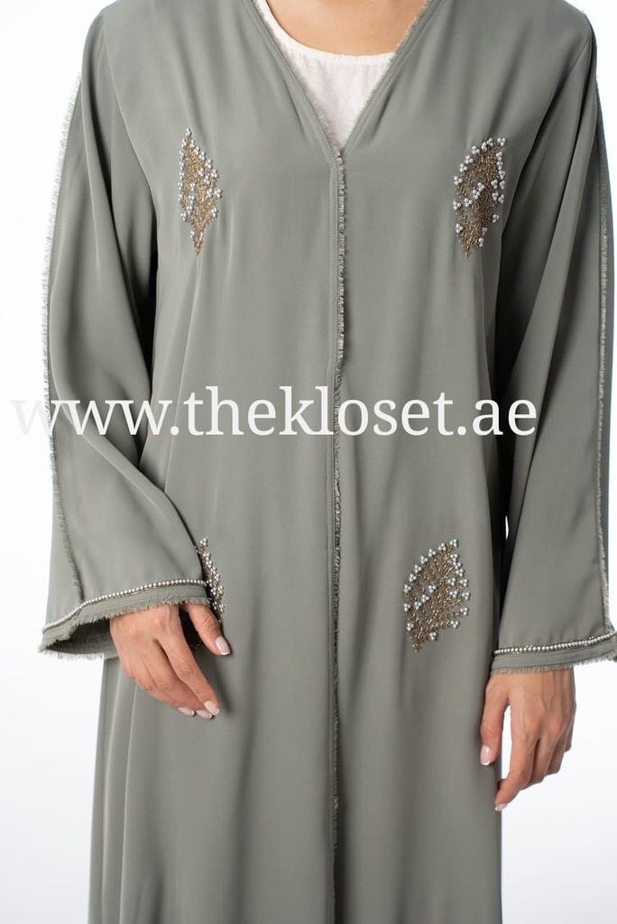 Stylish Beaded Foliage Abaya 