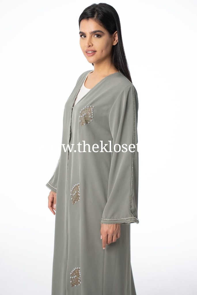Stylish Beaded Foliage Abaya 