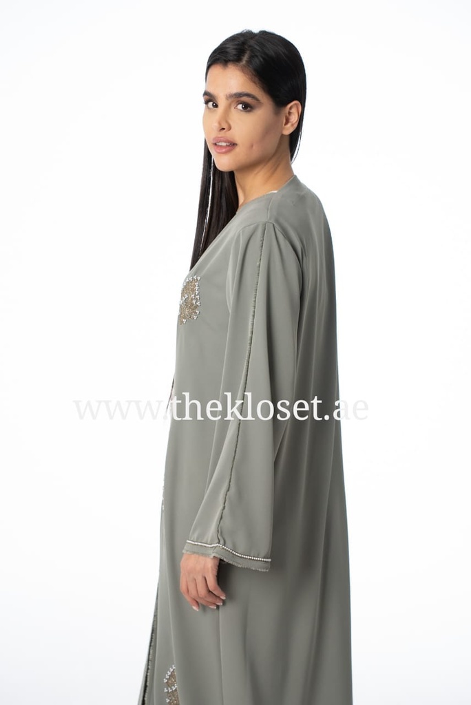 Stylish Beaded Foliage Abaya 