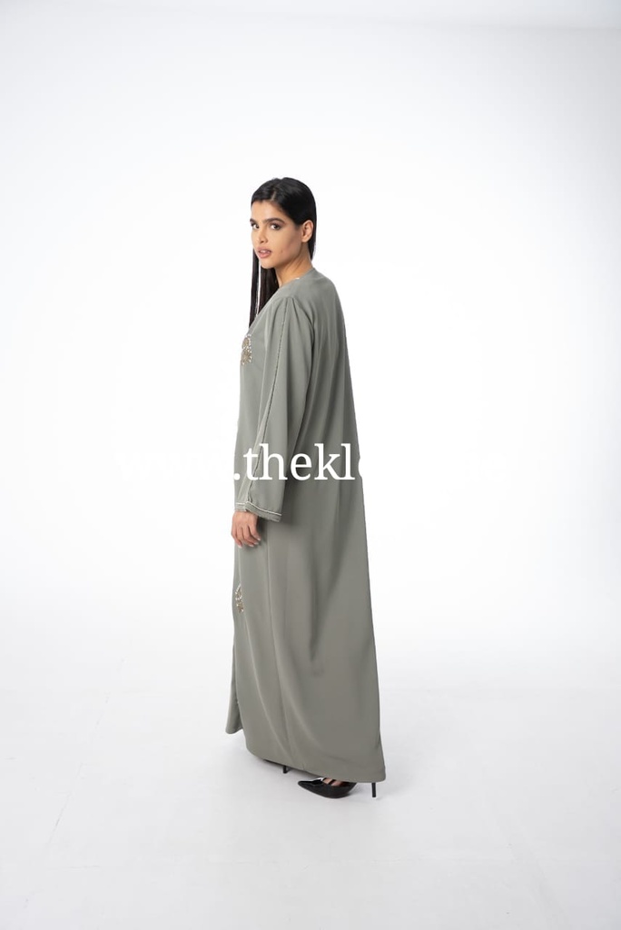 Stylish Beaded Foliage Abaya 