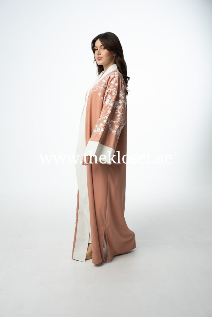 Peach embroidery Abaya