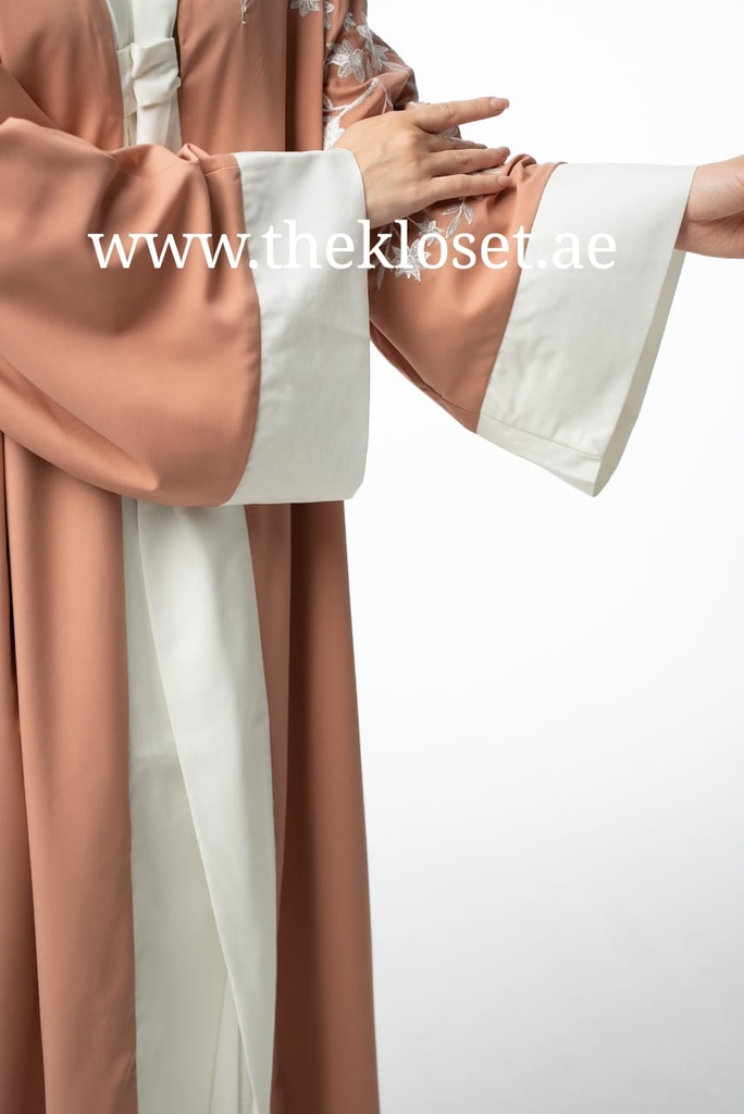 Peach embroidery Abaya