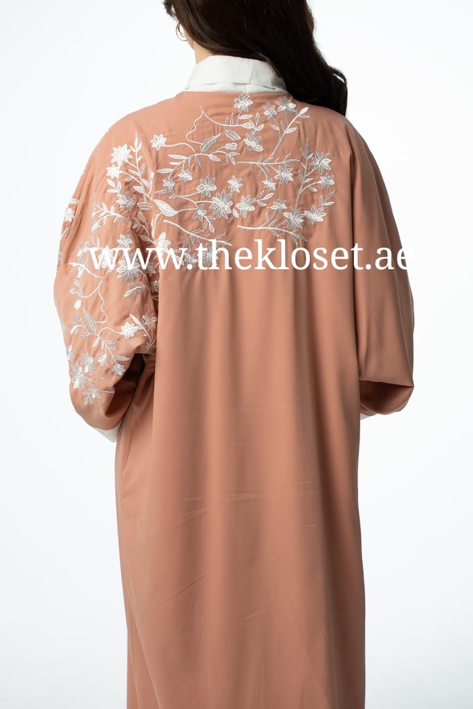 Peach embroidery Abaya