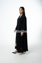 Burgundy stitching black Abaya
