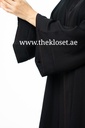 Burgundy stitching black Abaya