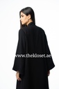 Burgundy stitching black Abaya