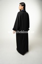 Navy Blue ruffles black Abaya