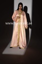 Peach Pink Long Dress With Golden Embroidery Design